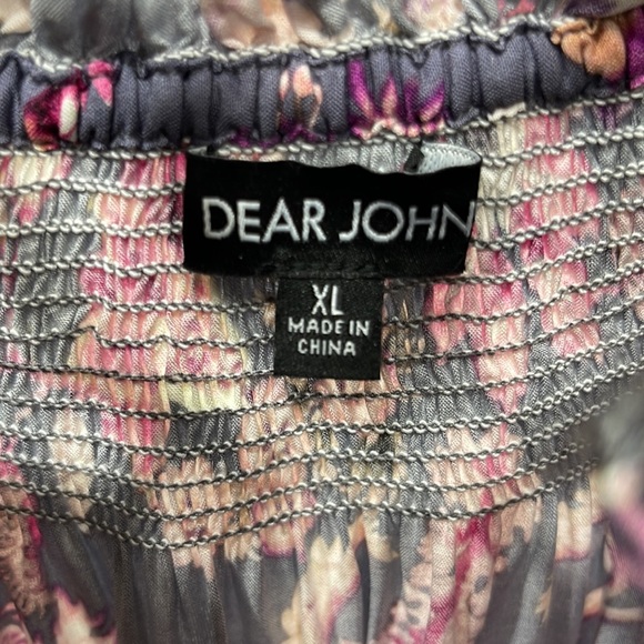 Dear John Blouse Floral Peasant Tie Front Ruffled Collar Smocked Balloon Sleeves - Picture 7 of 12